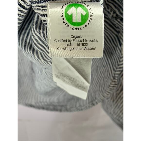 KNOWLEDGE COTTON APPAREL Men's Blue/White Pinstripe Linen Button-Up Shirt SZ 2XL - Picture 7 of 9